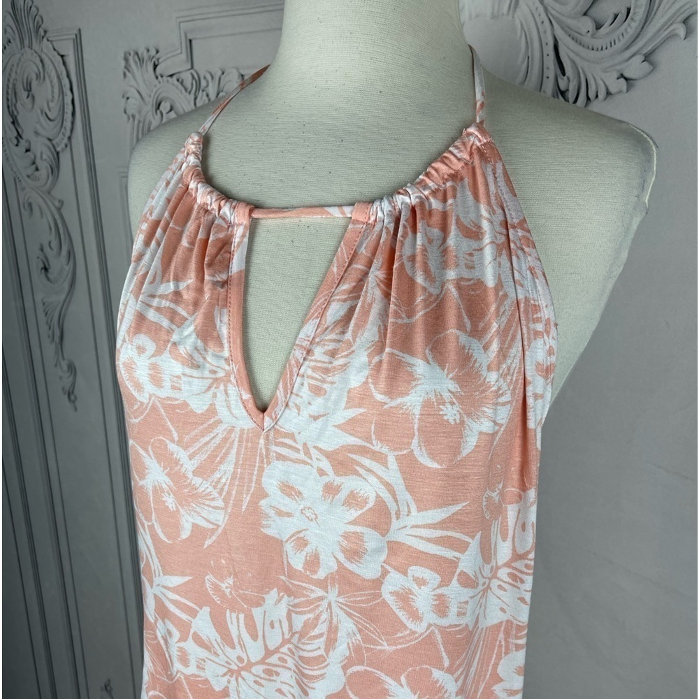 Sleeveless Pink Floral Keyhole Halter Top - Picture 3 of 4